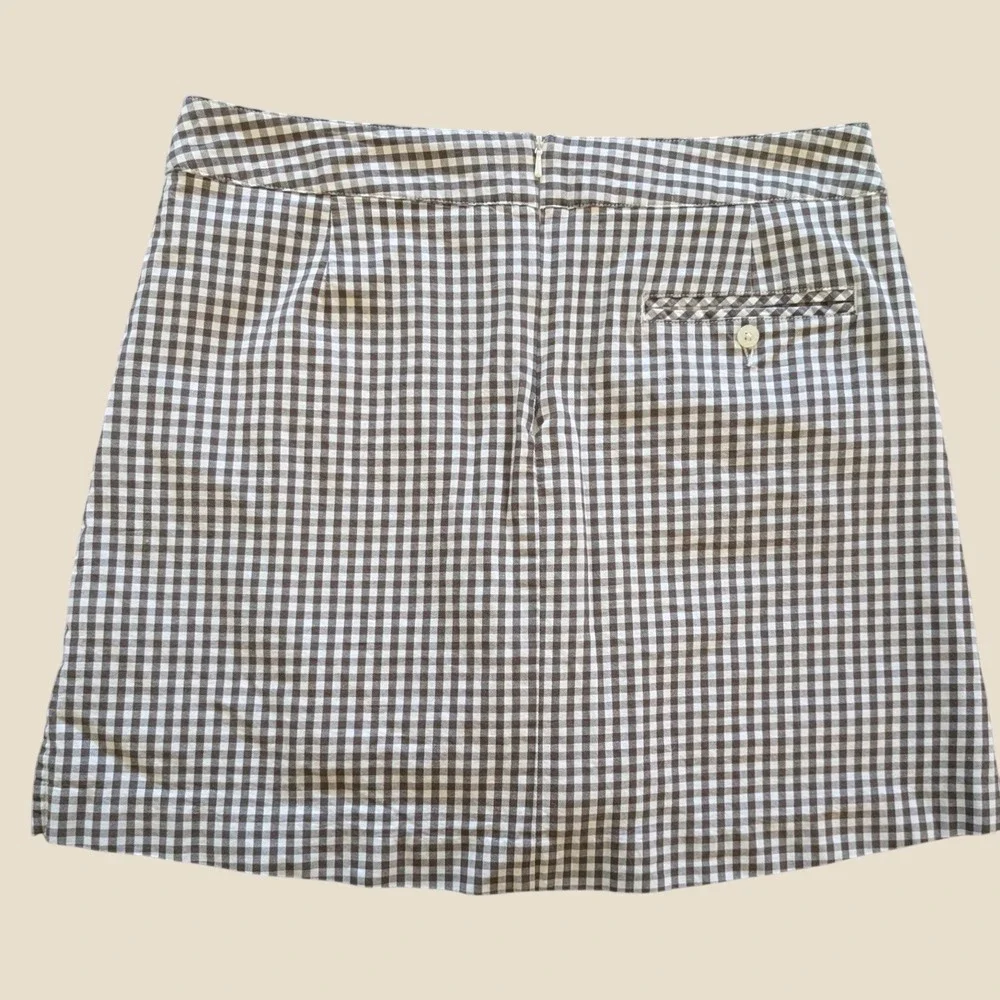 Lady Hagen Golf Skort Women's 8 Brown Cream Gingham Plaid Cotton Stretch